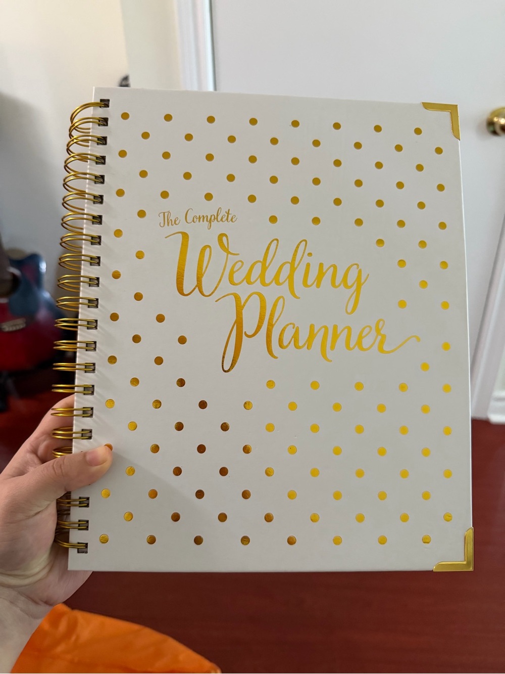 The Complete Wedding Planner — White & Gold Polka Dot Spiral Notebook
